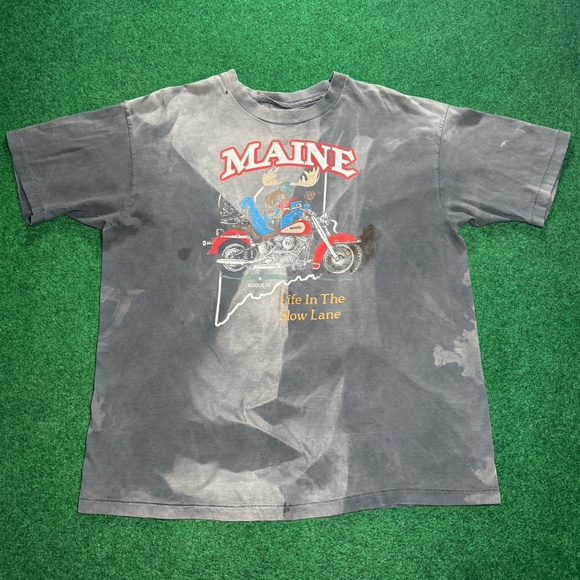 Vintage 80s INSANE FADED Maine Moose Life Life In The Slow Lane Mens XL T Shirt
